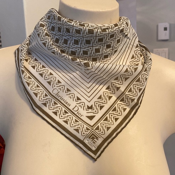 Vintage Christian Dior small square cotton scarf handkerchief - Picture 10 of 12